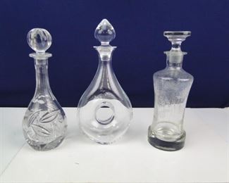 Glass Crystal Stoppered Alcohol Decanters