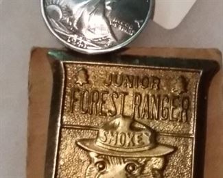 Vintage Junior Forest Ranger badge with Smokey the Bear
