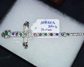 Mazer Bros Trifari Jeweled Sword Pin