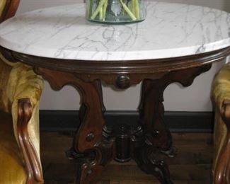 Oval Victorian marble topped table