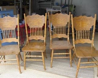 4 oak pressed back chairs