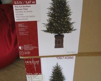 Pair of lighted Christmas trees in pots-5.5"
