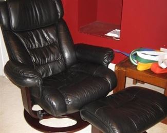 Second Lane leather recliner and ottoman