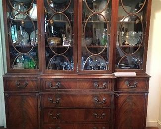 Flame Mahogany bubble glass breakfront