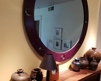 Rockin mirror, small pottery.