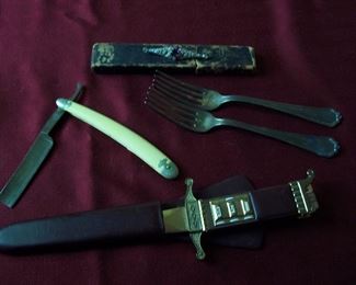 Flate Ware with Ford Logo, Letter Opener with Day, Date and a Lighter, J. Wiss & Sons Straight Edge