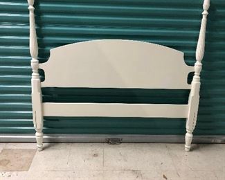 Full size Headboard and Footboard.   Cherry wood, painted cream/white