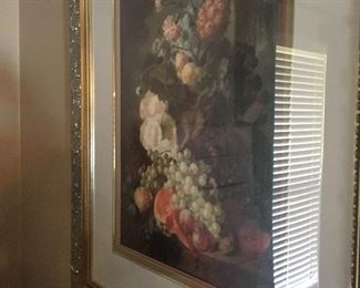 Floral & Fruit print in beautiful gold frame