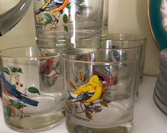 Vintage bourbon glasses - with birds
