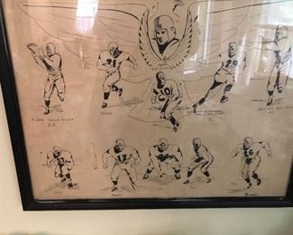 Western High school in Detroit football team - hand drawn picture - 1941