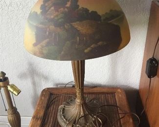 Reverse painted lamp