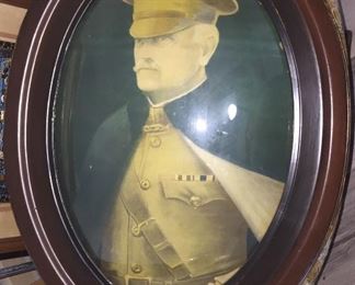 General Pershing (9/13/1860-7/15/1948) albumen photo in oval frame with convex glass. In 1917, he organized, trained, and then led the American Expeditionary Force in France-a monumental achievement. $550