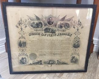 State of New Jersey, July 4, 1866, PVT John W. Lenen, 2nd requirements Co. C, Common New Jersey Volunteers, Honorable Testimonial $200