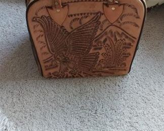 Vintage hand tooled bowling bag