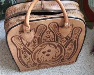Vintage hand tooled bowling bag