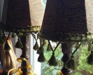 tbs pair small brass lamps
