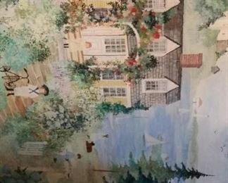 tbs Victorian summer cottage oil painting