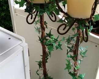 tbs pair wrought iron ivy covered candle stands