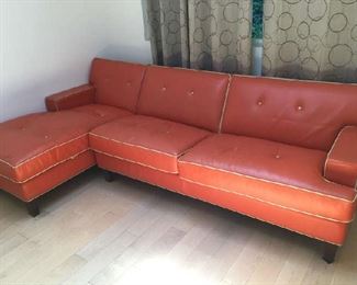 Custom built leather sectional sofa