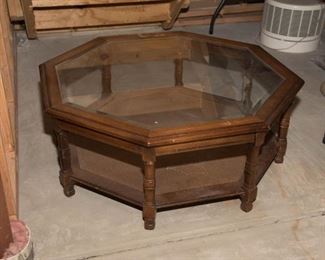 Mid Century Octagon Glass Coffee Table