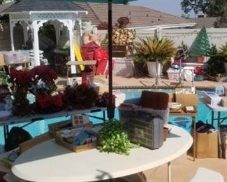 Vintage oval patio table with benches