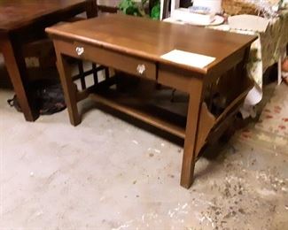 Late arrival!  Really fine antique mission desk with side racks