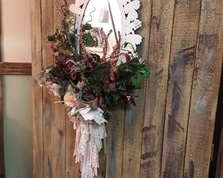 Beautiful mirror and yes.... we are offering our custom made bathroom door! Course you'll have to wait to pick it up!!
