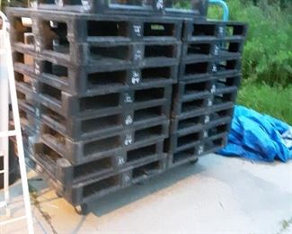 Plastic pallets-- rated at 2000#s.... $134 new cost each!! Makes an awesome floor in shop