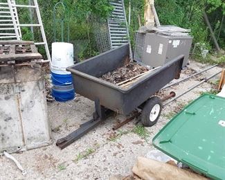 Tilt drop trailer for lawnmower or 4 wheeler