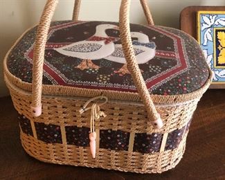 Blue Goose sewing basket. I have a friend named Grant who, if you branded this before him, he will melt into a pool of steaming goo, screaming.