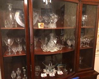 china cabinet full of crystal