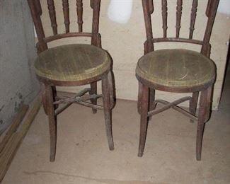 pair of antique bent wood chairs