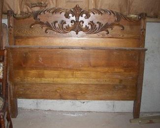 antique double bed includes head board, foot board and side rails