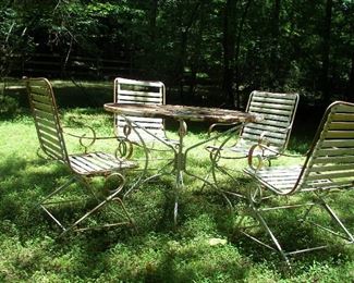 wrought iron picnic table and chair