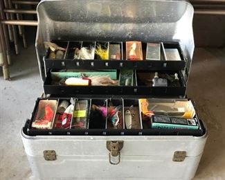 Vintage Fishing Tackle Box with Contents