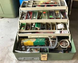 Vintage Fishing Tackle Box with Contents