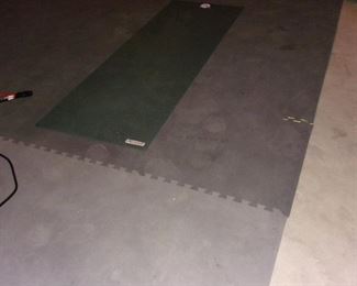 Rubber workout matting.