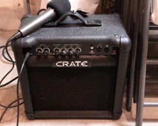 Crate amplifier with microphone.