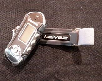iriver MP3 player with cover and strap.