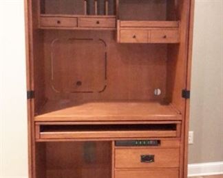 Golden Oak by Whalen Furniture Co. office desk with doors. 