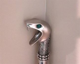 Malfoy's silver plated snake head cane, with hidden wand inside, like new!