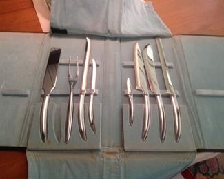 carving set and matching steak knives for sale