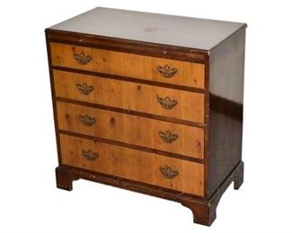 5. Pine Mahogany Chippendale Low Boy Chest of Drawers