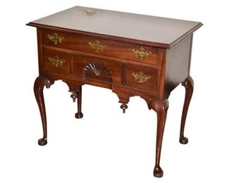 6. Fine Queen Anne Flame Mahogany Low Boy Chest of Drawers