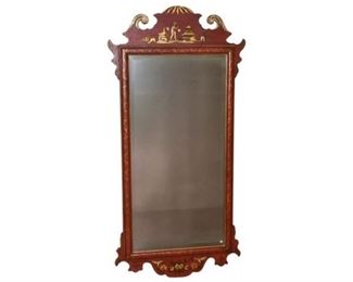 12. Large Asian Style Chippendale Lacquered Finish Wall Mirror