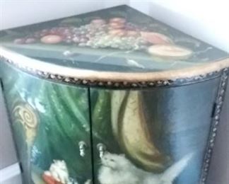Ornate Corner Cabinet w/ Cats