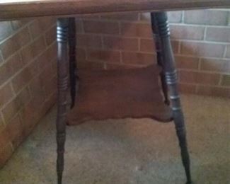 09 Vintage Square Wooden Table with Shelf