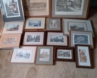 41 Assortment of Framed Prints of Landmarks in European Cities