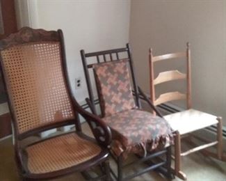 51 Three Vintage Rocking Chairs
