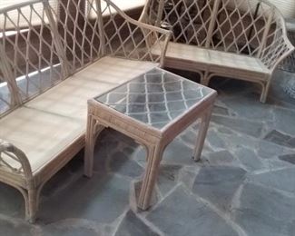 66 Bamboo Sofa, Love Seat and Side Table